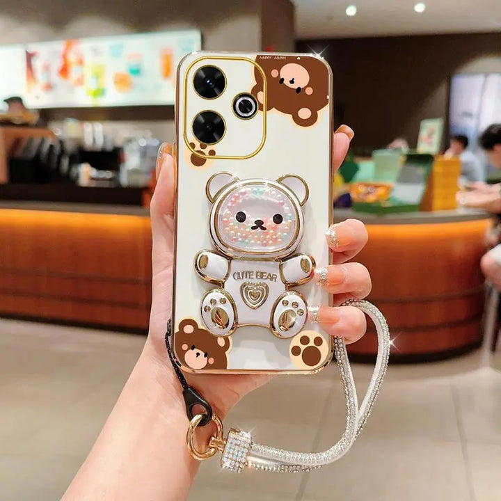 Diamond Bear Wrist Strap Case for Xiaomi Redmi Note 12 13 Pro