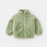 Green fleece jacket on a white background