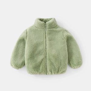 Green fleece jacket on a white background