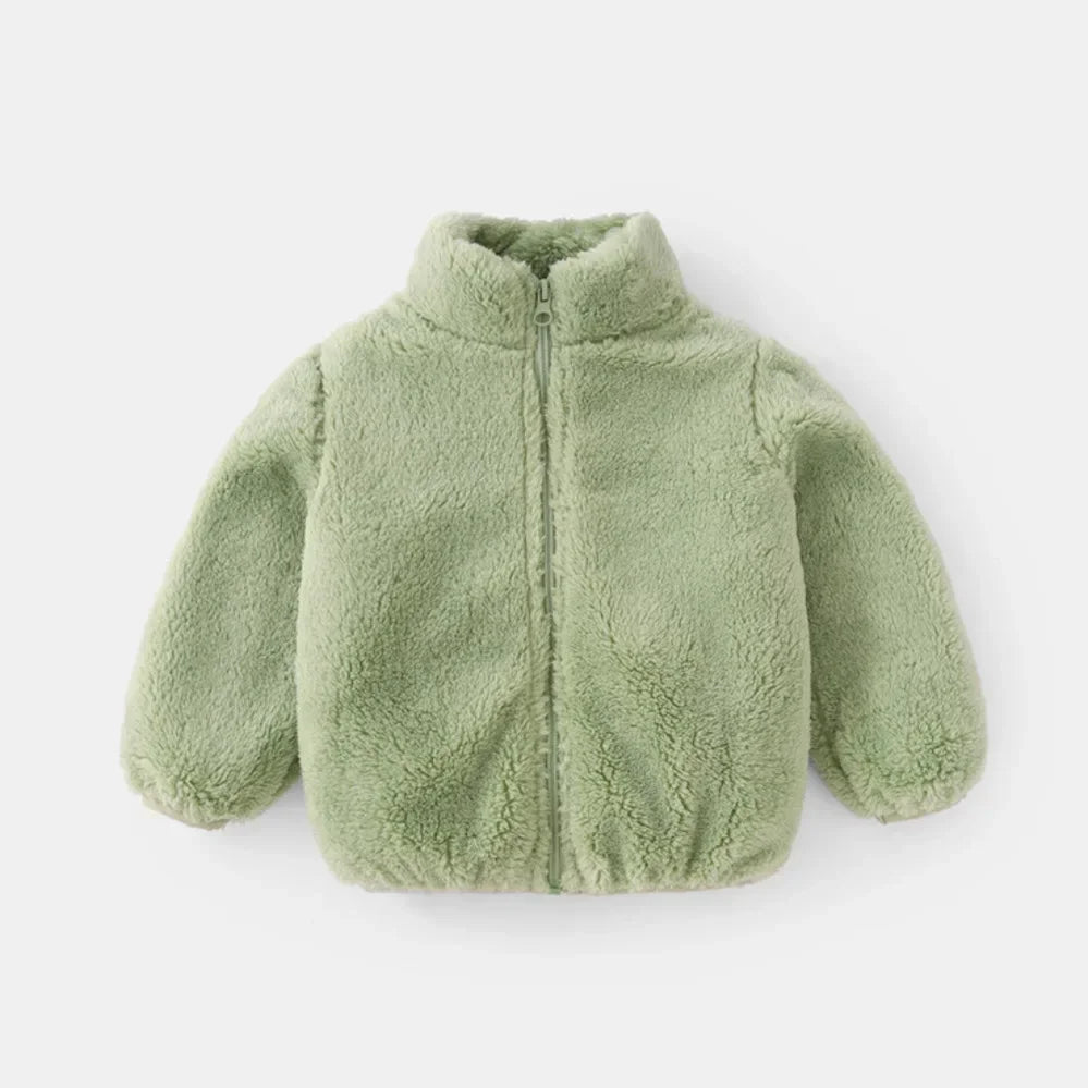 Green fleece jacket on a white background