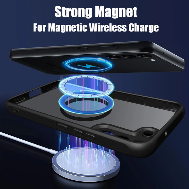 Matte Black MagSafe Kickstand Case for Samsung Galaxy S25 Ultra, S24, S23 FE, S22 Plus – Shockproof Slim Protective Cover