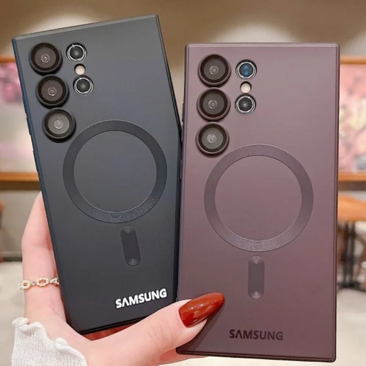 Luxury Matte Magnetic Case for Samsung Galaxy S25, S24, S23, S22 – Shockproof, Anti-Fingerprint, Wireless Charging Compatible