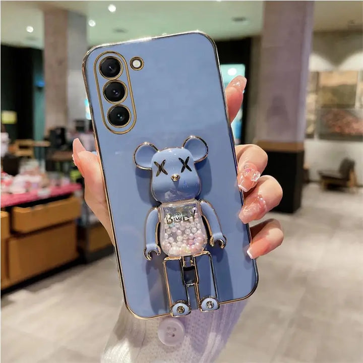 Quicksand Bear Phone Holder Case for Samsung Galaxy S23, S22, S21, S20 Ultra, Note 20 Plus - Cute Design