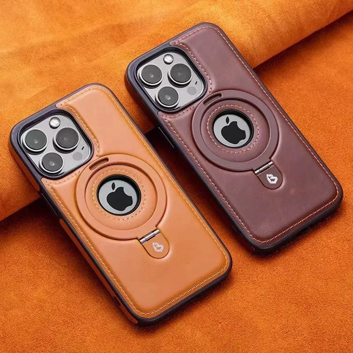 Business Genuine Leather Case for iPhone 12/13/14/15 Pro Max Magnetic Shockproof