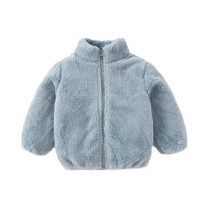 Light blue fleece jacket on a white background
