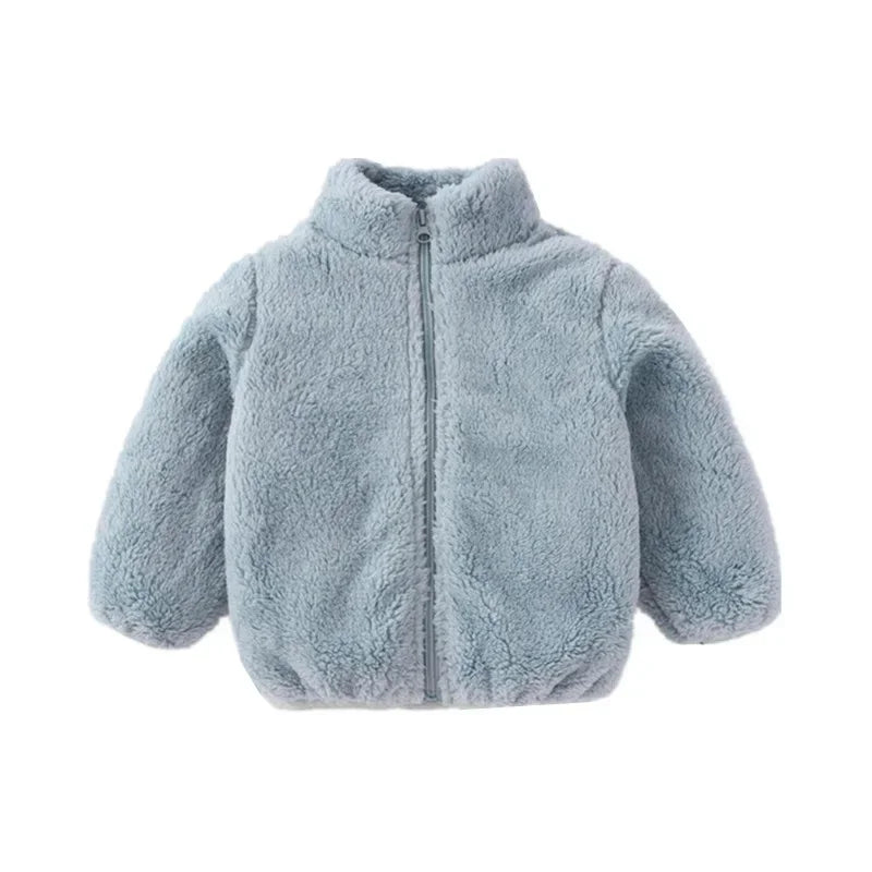 Light blue fleece jacket on a white background