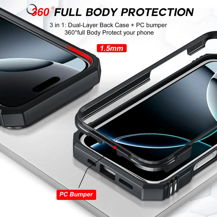 Military Grade iPhone Case with 360 Degree Kickstand & Camera Slide – Full Protection for iPhone 16 15 14 13 12 11