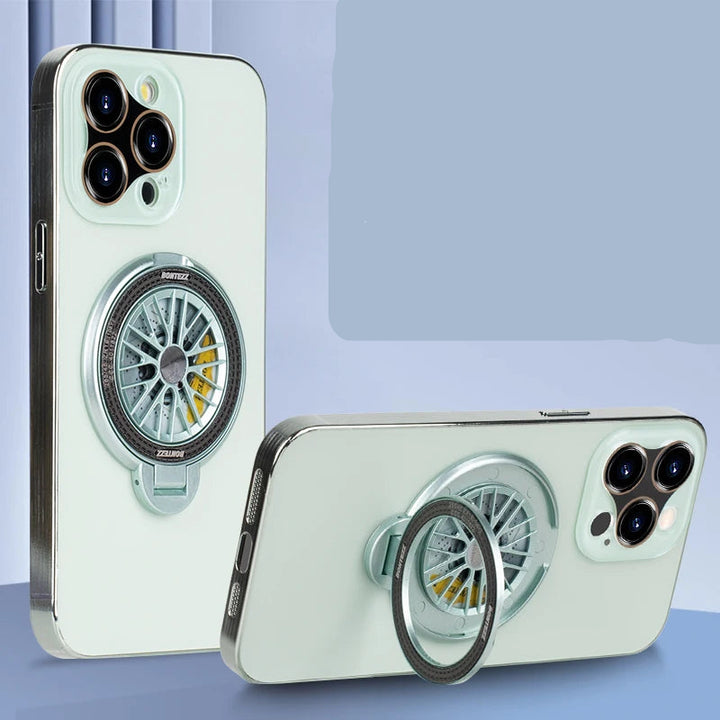 Luxury gyro stand shockproof iPhone case with built-in stand, compatible with iPhone 11, 12, 13, 14, 15, and 16 Pro Max Plus.