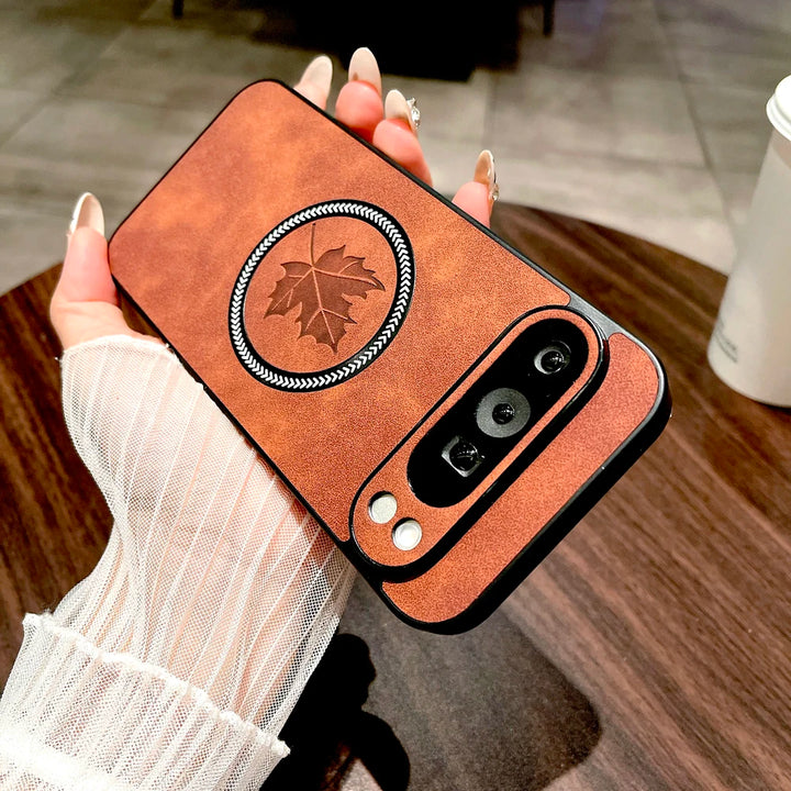 Luxury Faux Leather Google Pixel Case for Pixel 9 Pro – Business Style Full-Coverage MagSafe Compatible
