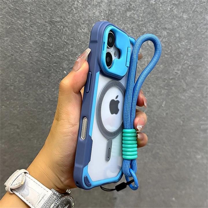 Wrist Strap Armor Case for iPhone 11, 12, 13, 14, 15 Pro Max – Shockproof, Anti-Scratch, Magnetic, With Lanyard