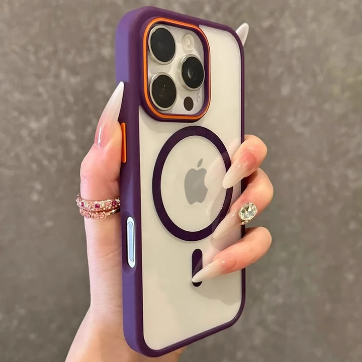 Transparent MagSafe case for iPhone 16 Pro Max in Purple