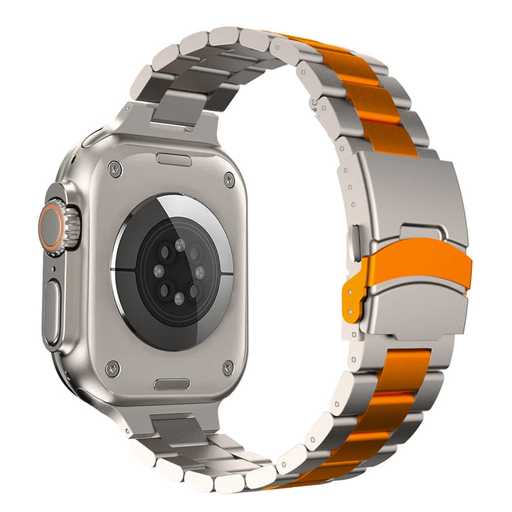 Luxury Titanium Metal Strap for Apple Watch Series 9, 8, 7, 6, SE, 5, 4 – 45mm, 44mm, 42mm – Stainless Steel Bracelet