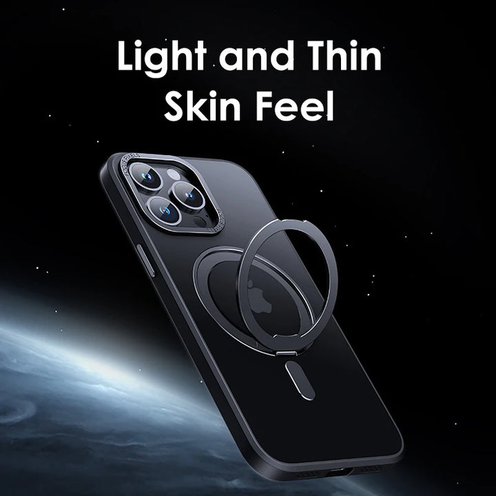 Luxury Magnetic Stand Case for iPhone 11/12/13/14/15/16 Pro Max with 360° Rotation and Wireless Charging Compatibility