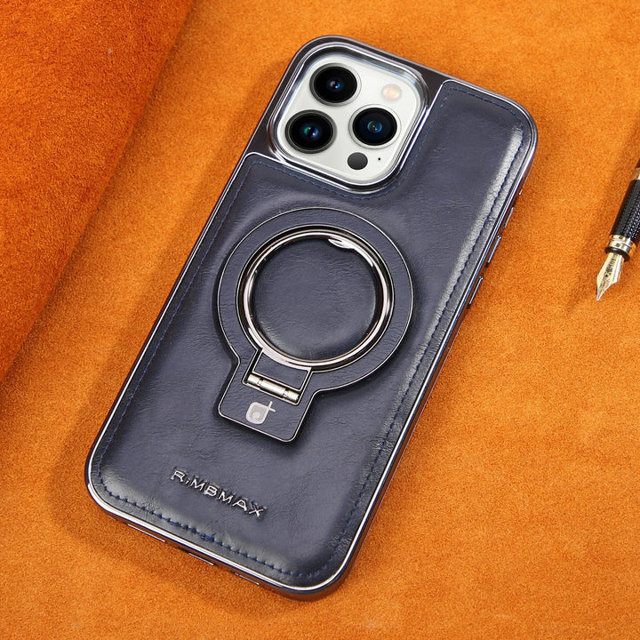 Luxury leather magnetic iPhone case with MagSafe and shockproof protection, fits iPhone 12, 13, 14, 15, and 16 Pro Max.