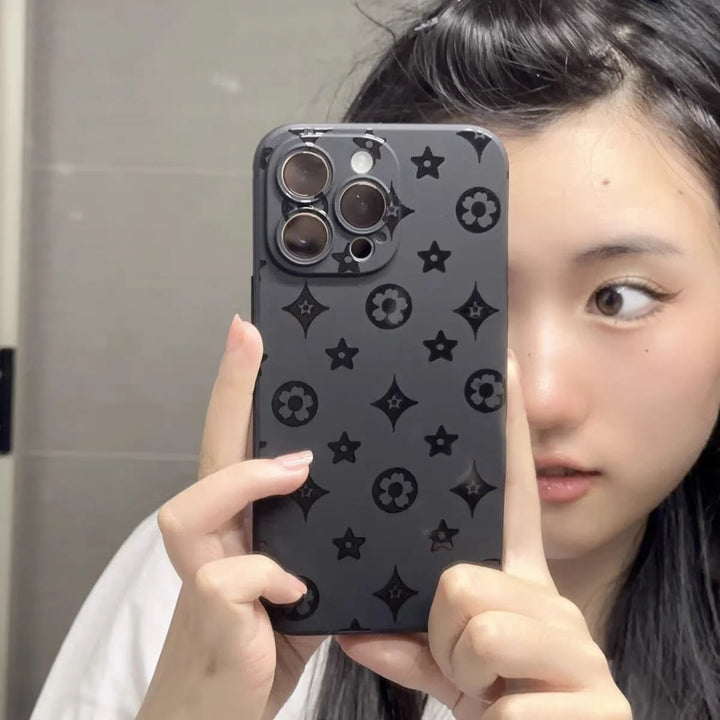 Luxury Retro Classic Soft Silicone Black Phone Case for iPhone 11-16 Pro Max