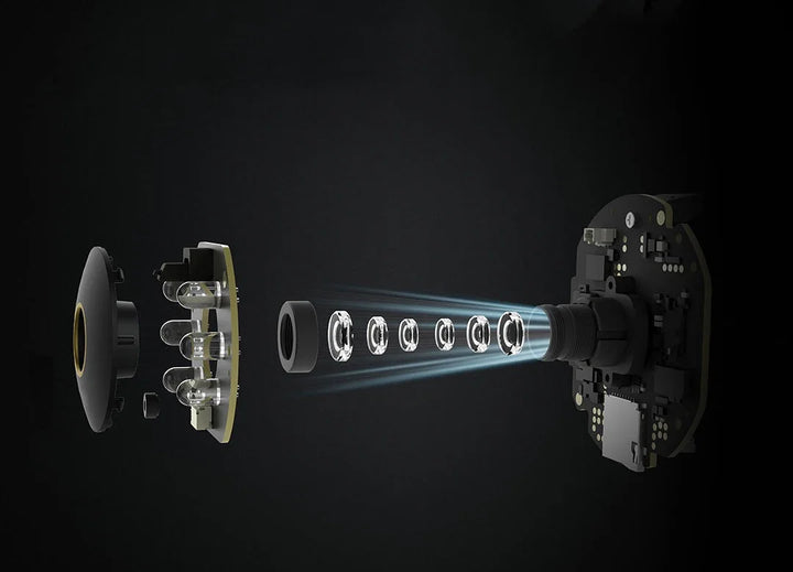 Technical diagram of a cylindrical component with internal structure on a black background