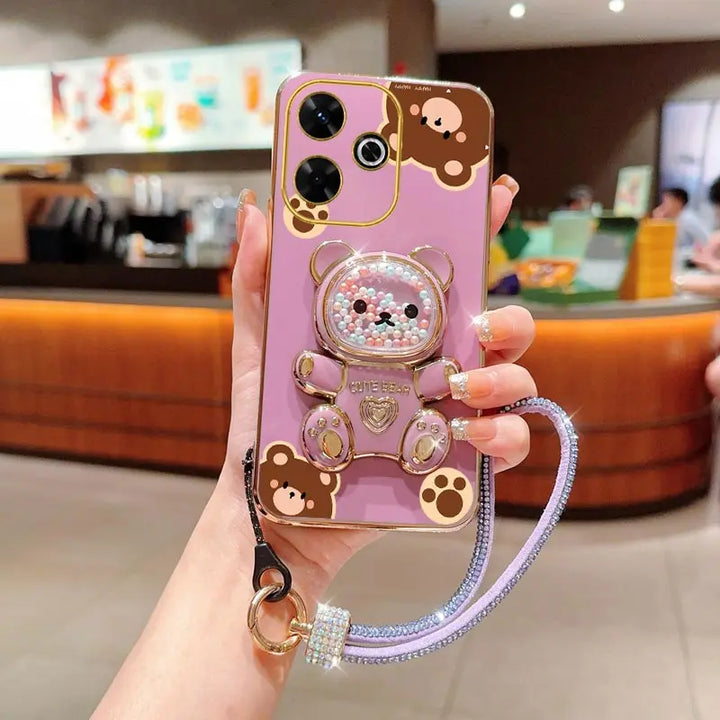 Diamond Bear Wrist Strap Case for Xiaomi Redmi Note 12 13 Pro