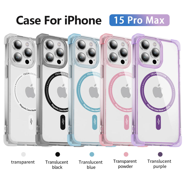 Transparent MagSafe Wireless Charging Case for iPhone 16/15/14/13/12/11 with Shockproof Corners