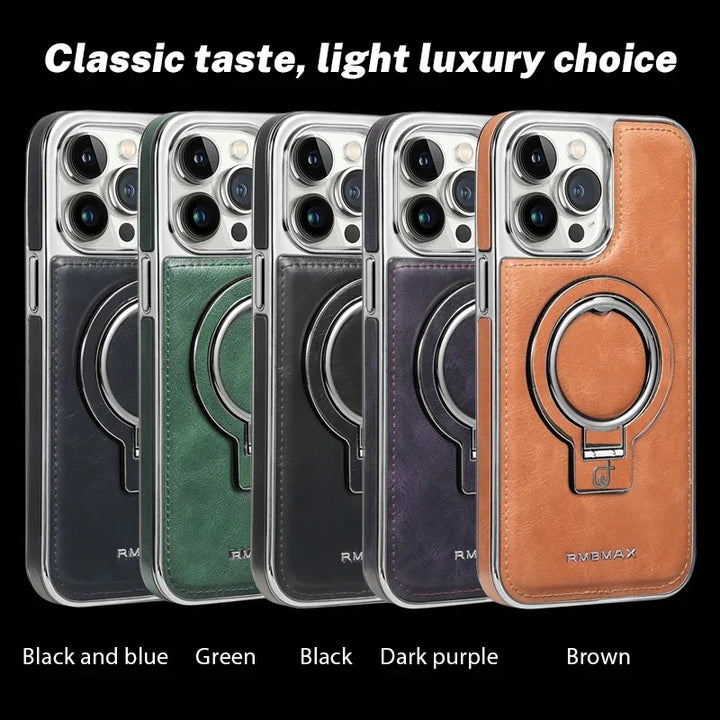 Invisible Stand Leather Case for iPhone 11/12/13/14/15/16 Pro Max, Magsafe