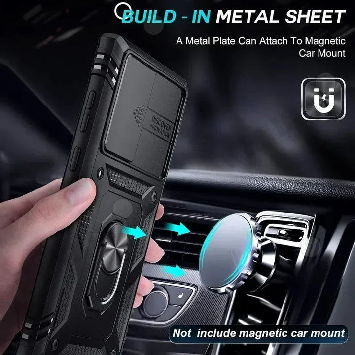 Heavy Duty Kickstand Case for Samsung S25 Ultra, S24, S23 Plus, A56, A55, and A36 - Anti-Scratch, Anti-Fingerprint, Shockproof Design with 360-Degree Kickstand.