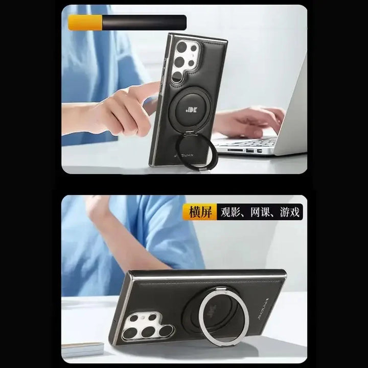 Magnetic Leather Case for Samsung S22/S23/S24 Ultra/Plus with 360° Rotating Stand