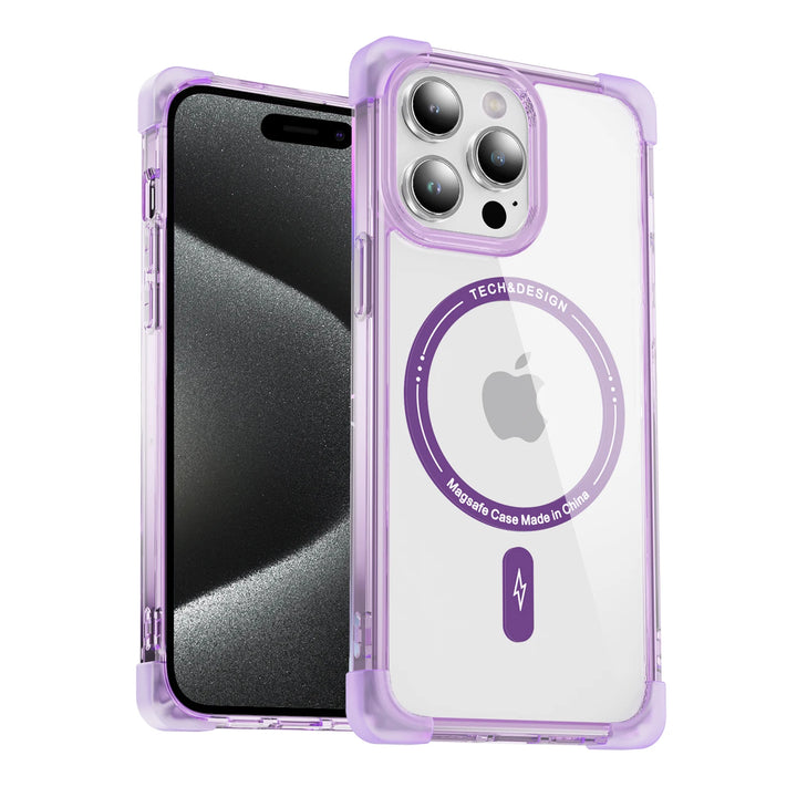 Transparent MagSafe Wireless Charging Case for iPhone 16/15/14/13/12/11 with Shockproof Corners