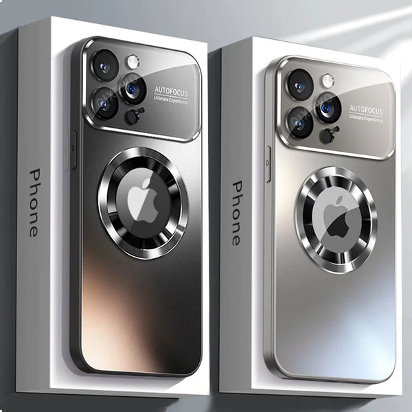 Luxury Glass Camera Lens MagSafe Magnetic Case for iPhone 11/12/13/14/15/16 Pro Max with Shockproof Protection