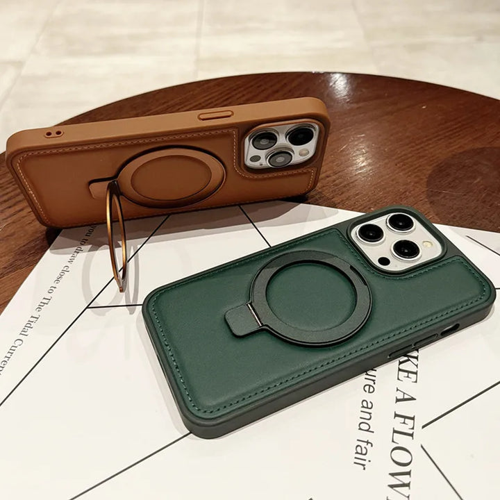 Luxury PU Leather Magnetic Stand Case for iPhone 11/12/13/14/15/16 Pro Max, Shockproof and Durable Design