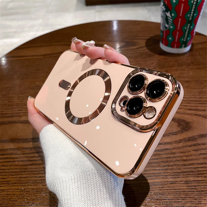 Luxury Electroplated Silicone MagSafe Case for iPhone 16 Pro Max – Magnetic Shockproof Wireless Charging Cover