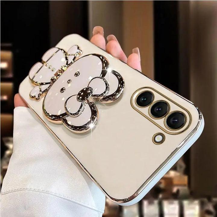 Diamond Strap Mirror Rabbit Holder Case for Samsung S24 S23 S22 Ultra Plus