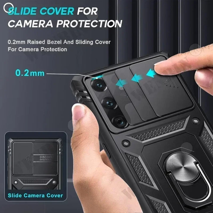 Heavy Duty Kickstand Case for Samsung S25 Ultra, S24, S23 Plus, A56, A55, and A36 - Anti-Scratch, Anti-Fingerprint, Shockproof Design with 360-Degree Kickstand.