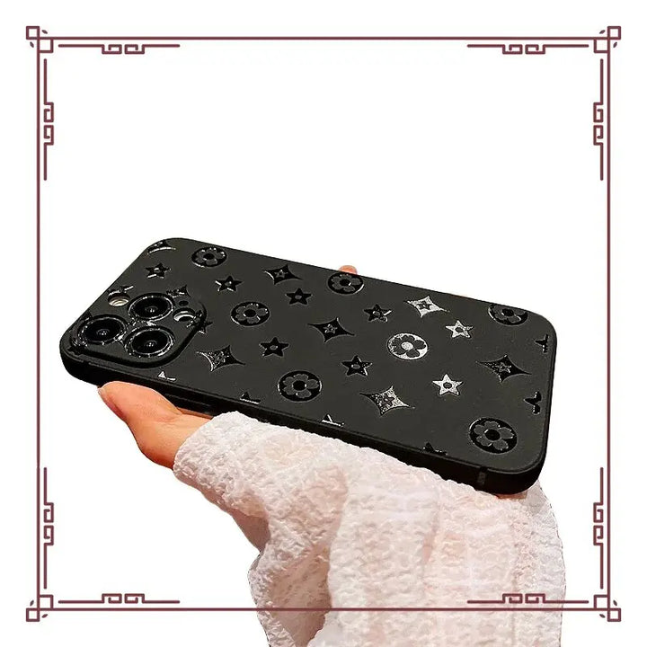 Luxury Retro Classic Soft Silicone Black Phone Case for iPhone 11-16 Pro Max
