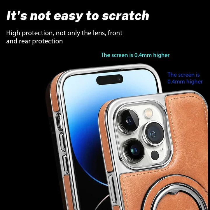 Invisible Stand Leather Case for iPhone 11/12/13/14/15/16 Pro Max, Magsafe