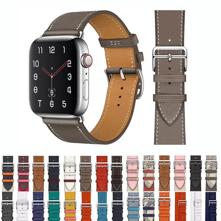 Genuine leather Apple Watch strap – Stylish and durable bracelet design.