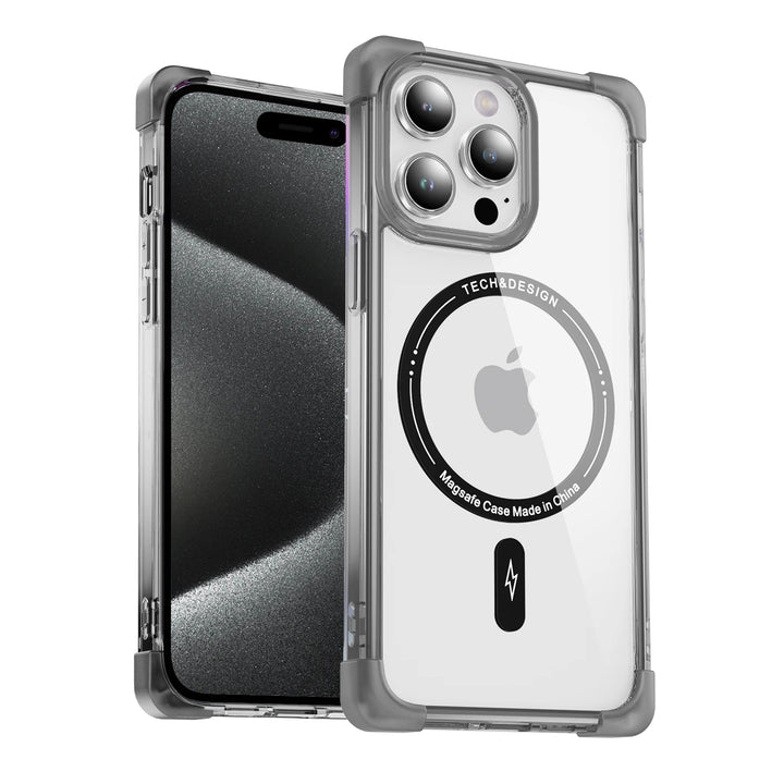 Transparent MagSafe Wireless Charging Case for iPhone 16/15/14/13/12/11 with Shockproof Corners