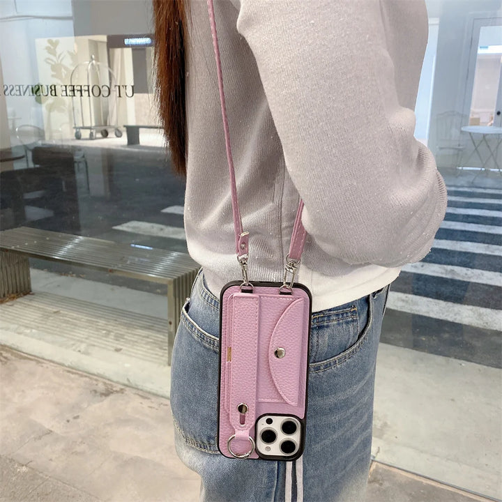 Crossbody Card Holder Case for iPhone 7/8/11/12/13/14/15/16 Pro Max