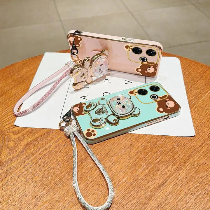 Diamond Bear Wrist Strap Case for Xiaomi Redmi Note 12 13 Pro