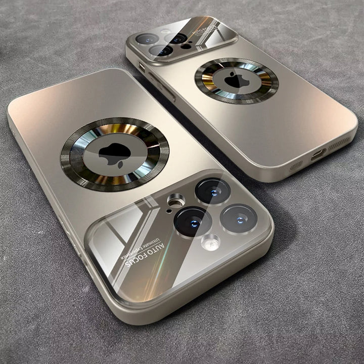 Luxury Glass Camera Lens MagSafe Magnetic Case for iPhone 11/12/13/14/15/16 Pro Max with Shockproof Protection