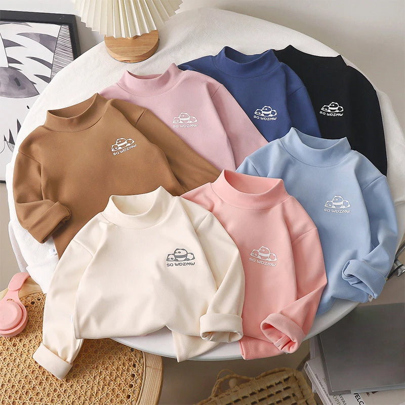 Assorted colorful sweatshirts with a brand logo on a white surface.
